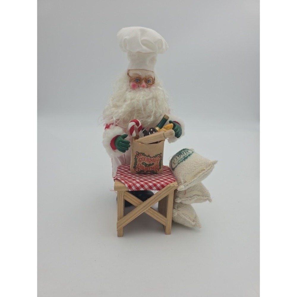 Vintage  10.5" Santa Claus Figure w Grocery Bag Chef Bake